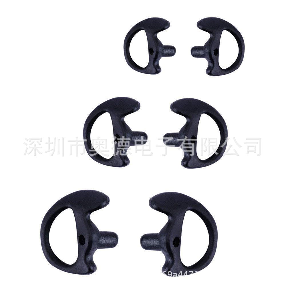 Eco-Friendly Silicone Triangle Ear Hook, Three Colors Available, with Air Tube Earplugs, Black in Small, Medium, Large Sizes