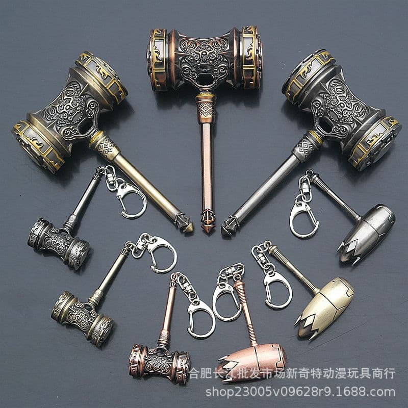 Anime Game Weapon Hammer Token Alloy Figure Model Prop Keychain
