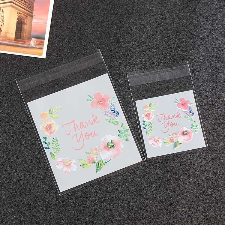 Factory Direct Baking Packaging Thank You Peach Self-Sealing Bags Candy Pastry Food Packaging Bags 100 pcs/pack