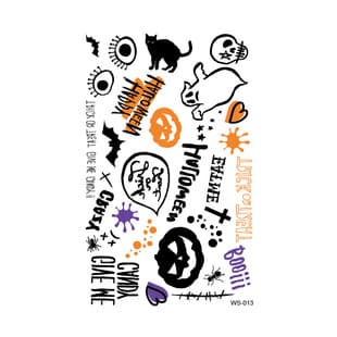 Pumpkin Skull Tattoo Sticker Bat Cross Personality Cartoon Temporary Tattoo Sticker Halloween Tattoo Sticker
