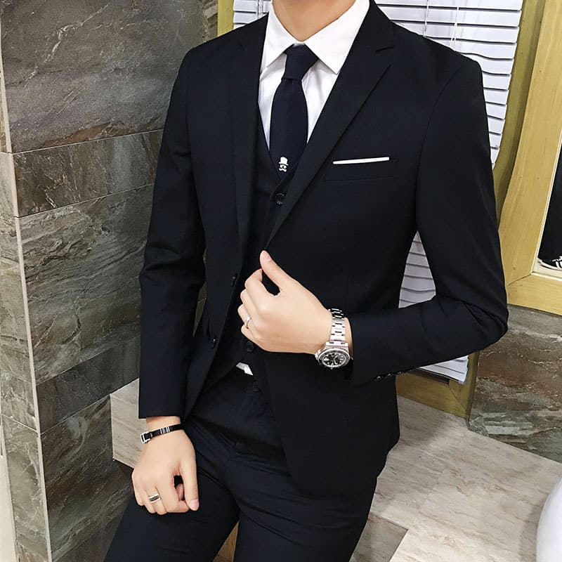 Men's Three-Piece Suit Set - Ten Colors Casual Formal Slim Fit Blazer for Groom and Best Man Wedding Attire