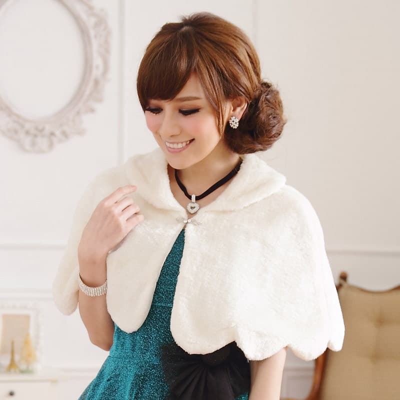 New Women's Autumn/Winter Evening Banquet Shawl Cape Fur Button-Down Plus Size Curvy Short Coat 9357