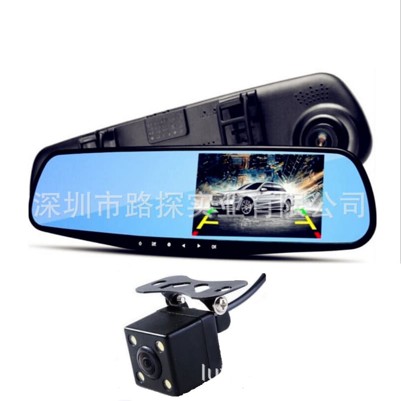 Cross-border mirror radar detector dash cam HD dual-lens rearview factory direct supply