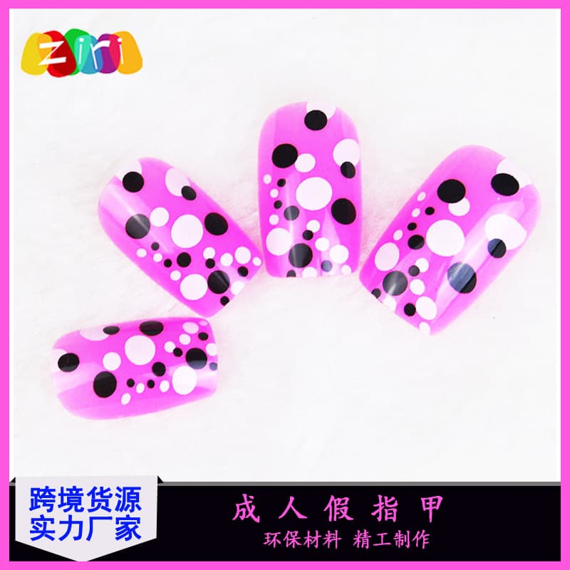 Factory Supply Colorful Printed Polka Dot False Nails Adult Press-On Nails 24Pcs Short Style