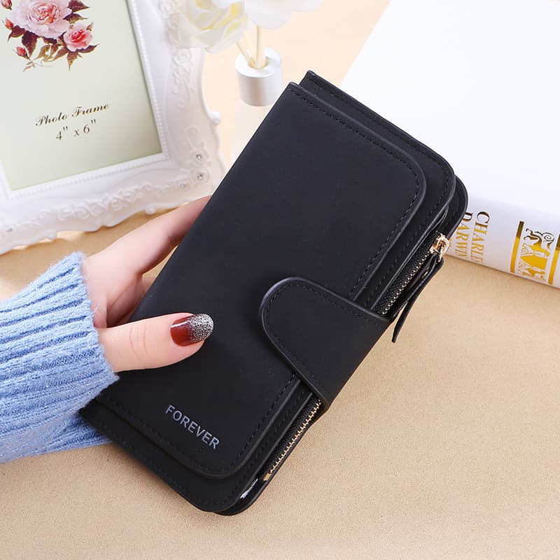 New Buckle Women's Korean Style Wallet, 30% Off, Fashionable Women's Bag, Multi-Card Slot, Matte Two-Tone Fabric