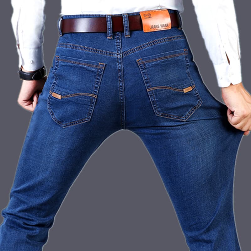 Dropshipping Fashion Jeans for Men Spring New Style Classic Straight Leg Stretch Light Business Men's Jeans