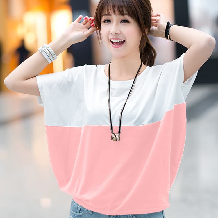 2025 Summer Korean Style Plus Size Women's Loose Batwing Shirt Student Ladies Short Sleeve T-Shirt Fat Girl Summer Clothing Trendy Tee