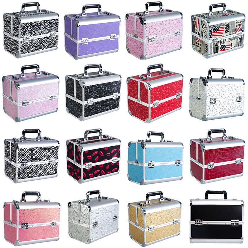 Foshan Factory Wholesale Aluminum Alloy Makeup Case Double-Open Tattoo Nail Eyelash Extension Toolbox Student Storage Case In Stock