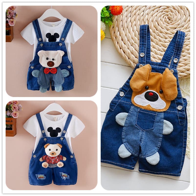 Overseas Cross-border 2026 Summer Kids Pants Baby Romper Children's Denim Overalls Shorts Boys Girls Clothing