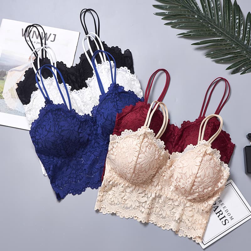 Cross-border Bestseller Sunflower Lace Backless Strapless Bra Camisole Top Anti-Exposure Girls Tube Top Underwear