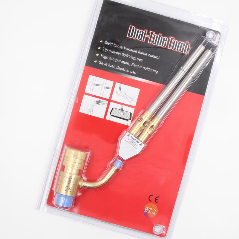 American Dual-Tube High-Temperature MAPP Oxygen-Free Welding Torch for Air Conditioner and Refrigerator Repair, Dual-Head Welding Torch