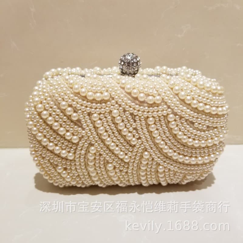 Kaiweili Line Handcrafted Pearl Cheongsam Evening Bag Cross-border Hot-selling Beaded Embroidery Dress Cheongsam Chain Bag Short Style