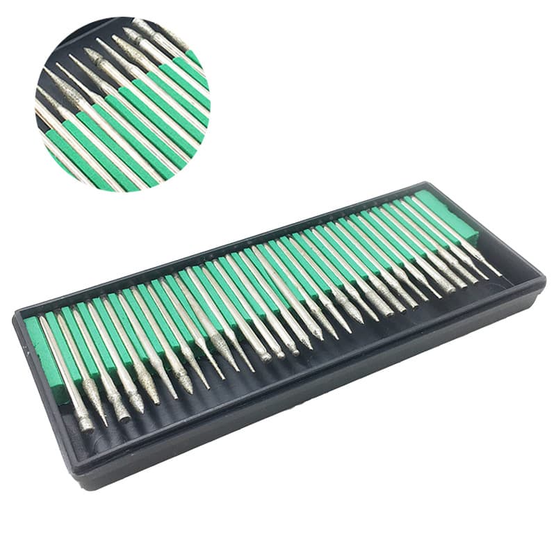 Cross-border Product Diamond Burr Stone Polishing Set, Diamond Grinding Needle, Hole Reaming, Polishing, 30-Piece Set