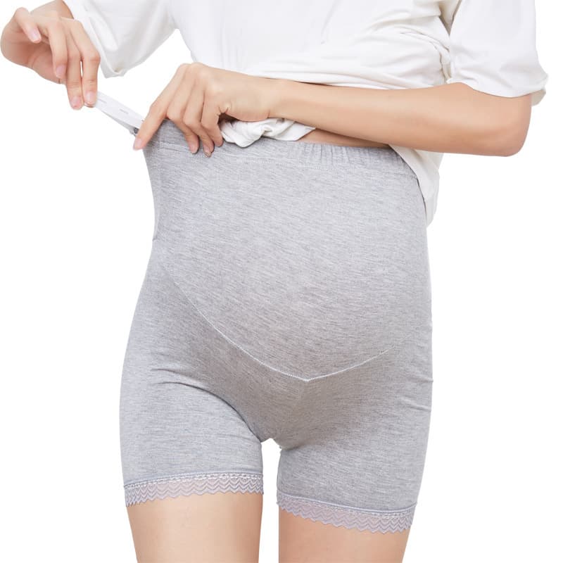 Maternity High-Waist Belly Support Lace Trim Safety Shorts Anti-Chafing Anti-Peek Boxer Shorts