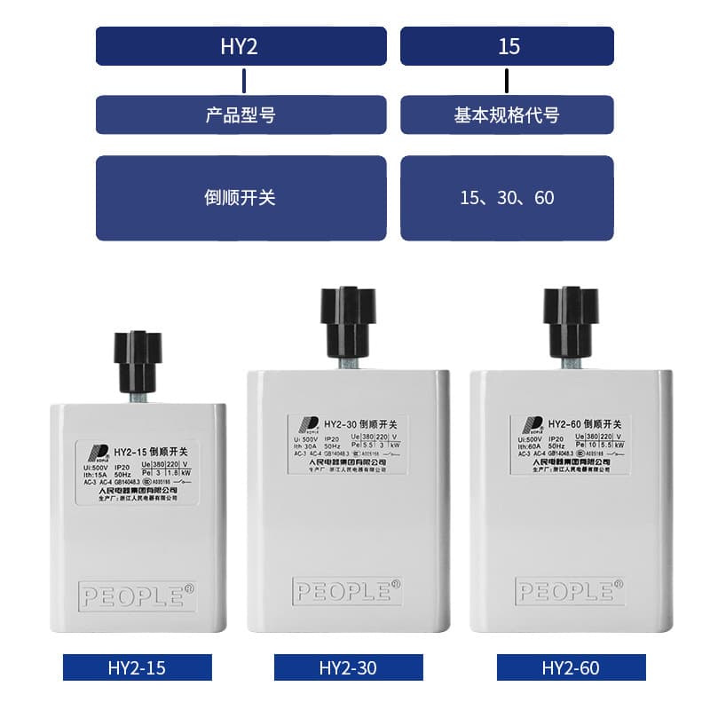 PEOLE/ 380V Three-phase 220V Single-phase Reversing Switch Forward Reverse Switch HY2-15X20