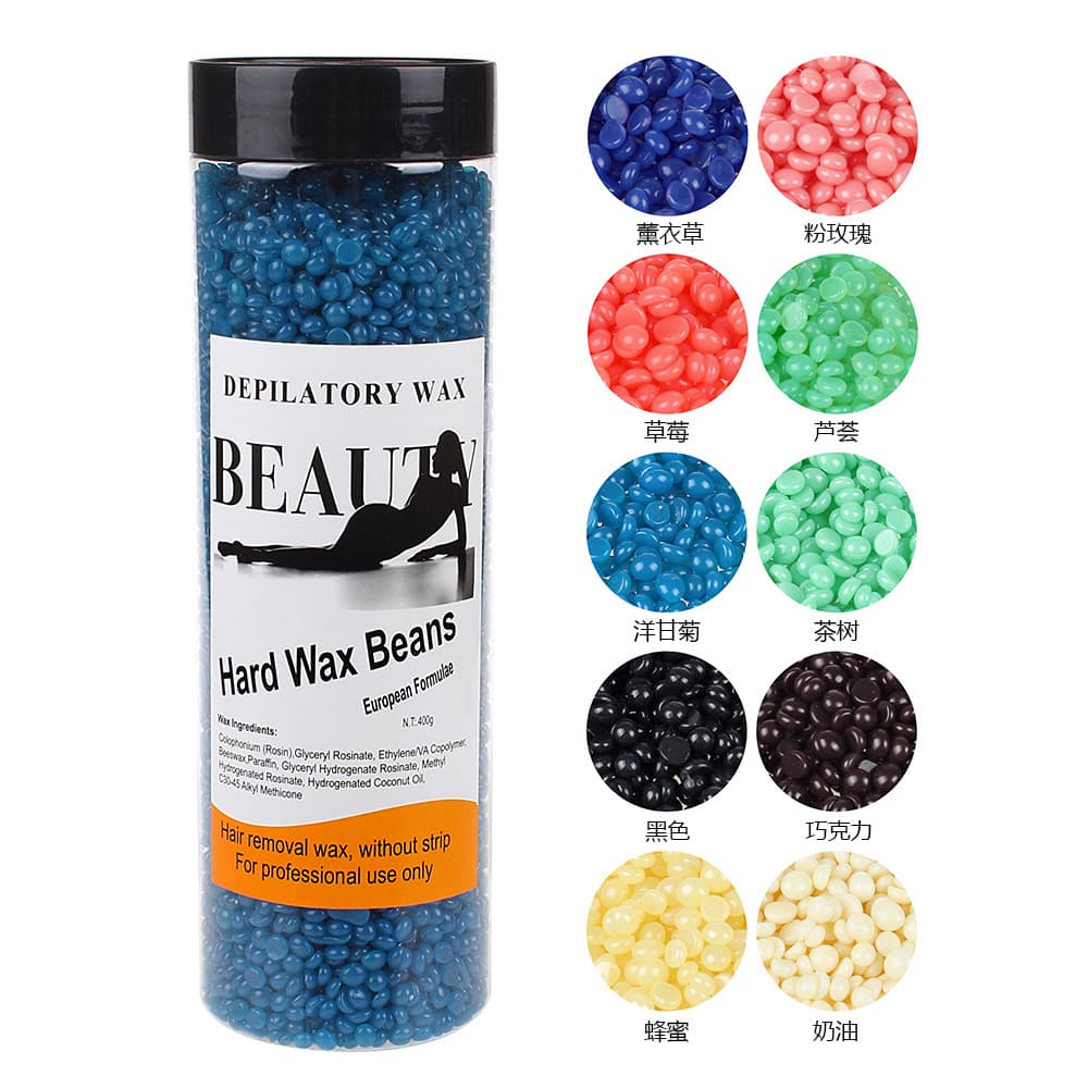 Cross-border hair removal wax beans 400g beauty wax therapy granules honey bean paperless solid hard wax bottle