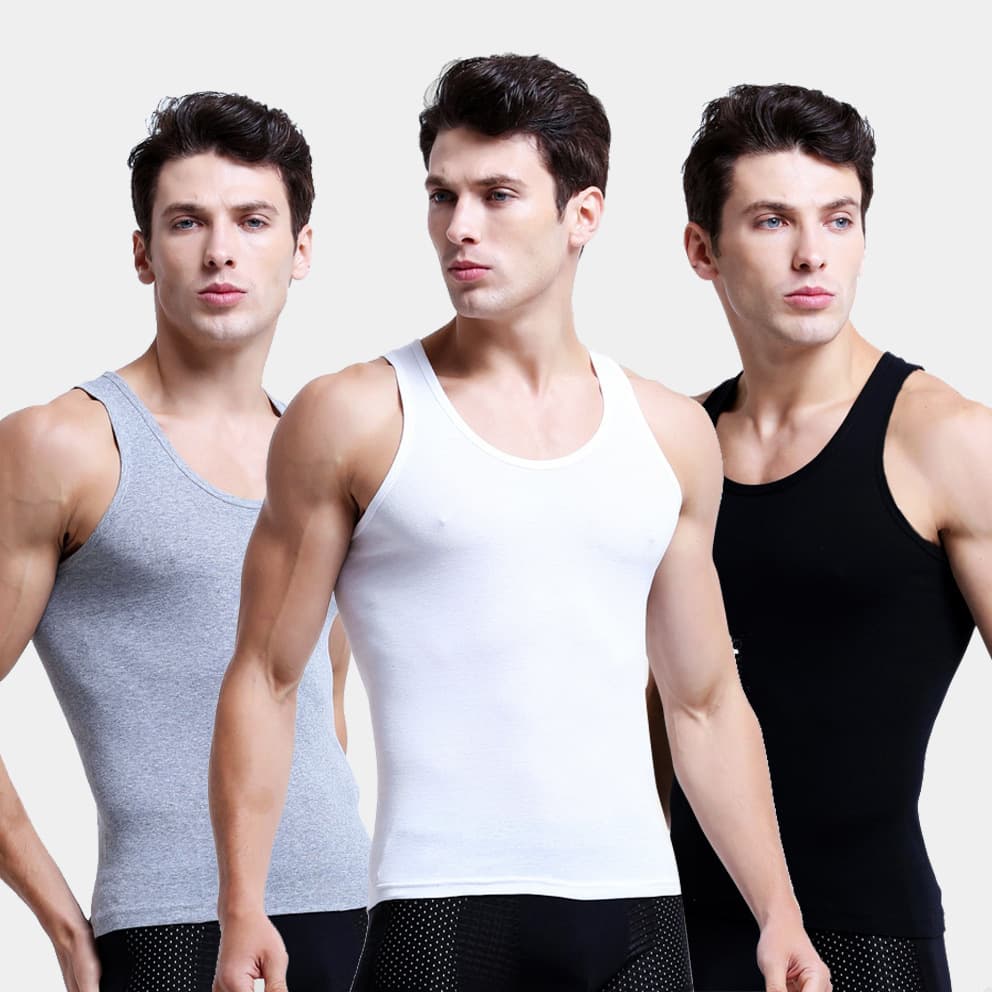 AliExpress men's tank tops, cotton breathable slim fit summer youth sports fitness sleeveless undershirts.