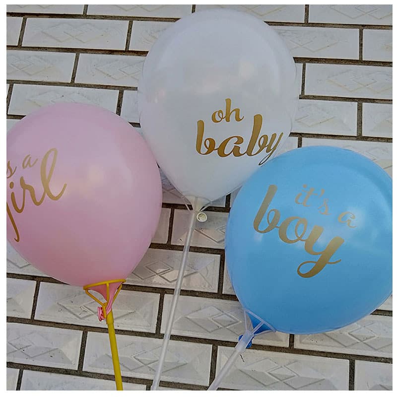 Cross-border Gender Reveal 12-inch Gold Foil Heart Latex Balloon Oh Baby Boy Girl