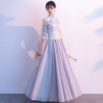 Chinese-style Bridesmaid Dress 2024 New Spring Pink Long Ancient Chinese Banquet Gown for Bridesmaid Group