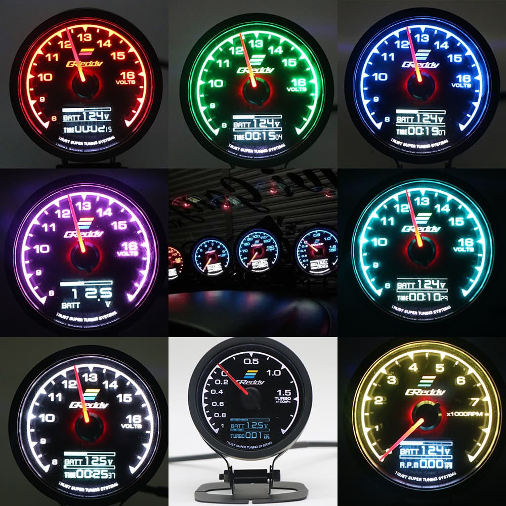 Popular Export Car Modification Racing Gauge Set: Water Temperature, RPM, Oil Temperature, Oil Pressure, Voltage, Exhaust Temperature, Turbo Pressure