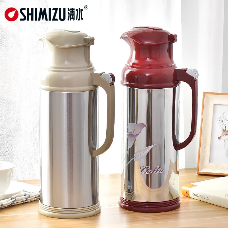 Clear Water Thermos Bottle Household Large Capacity Stainless Steel Hot Water Bottle Glass Liner Insulation Kettle 2L 3262