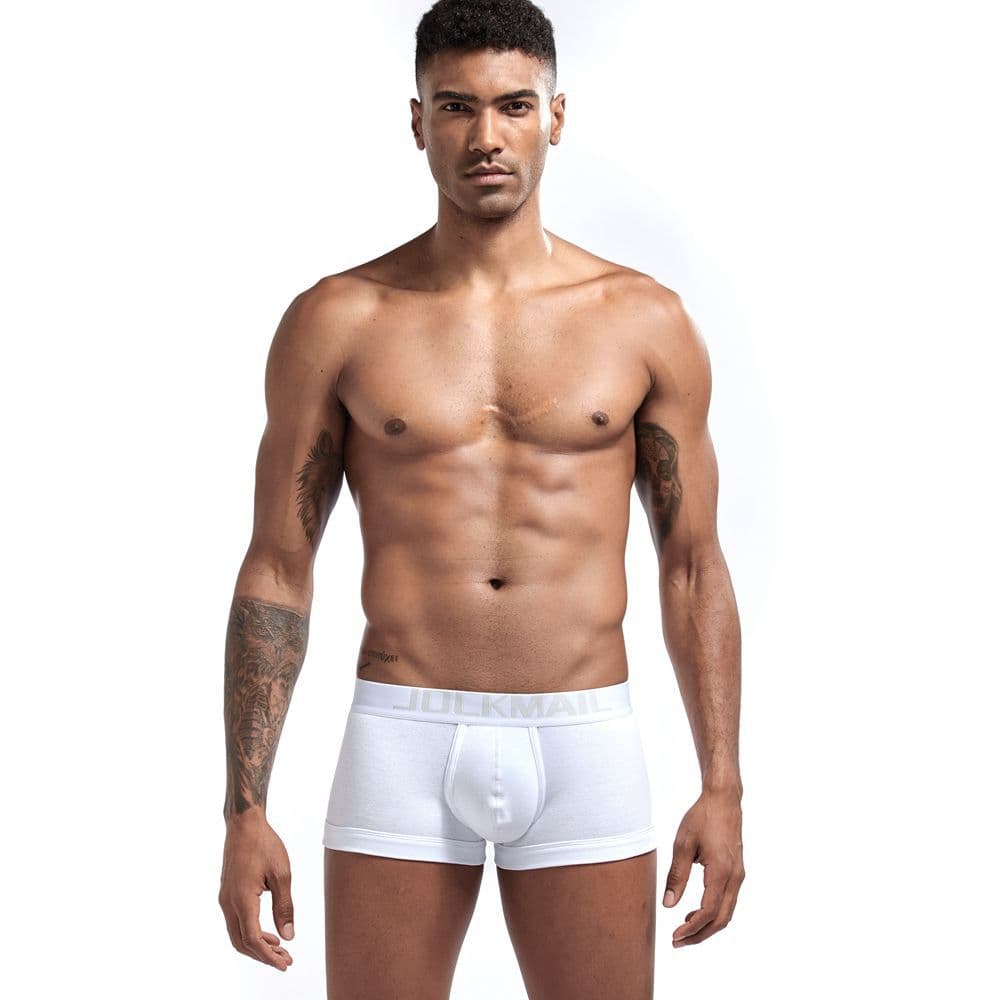 JOCKMAIL Men's Low Waist Comfortable Pure Cotton Boxer Shorts Breathable Solid Color Youth Quad Corner Underwear Forming Shaping