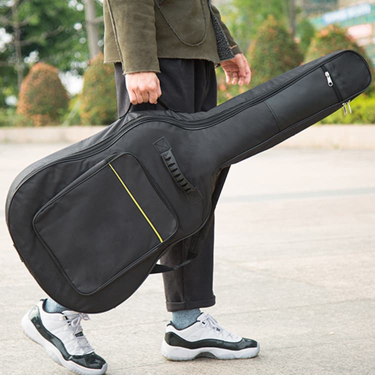 Factory Wholesale 38-41 Inch Oxford Fabric Waterproof Thick Double-Shoulder Folk Guitar Bag with Yellow Stitching
