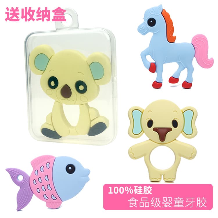 New style baby silicone teether animal shape baby teething stick baby silicone chewing fun free PP box