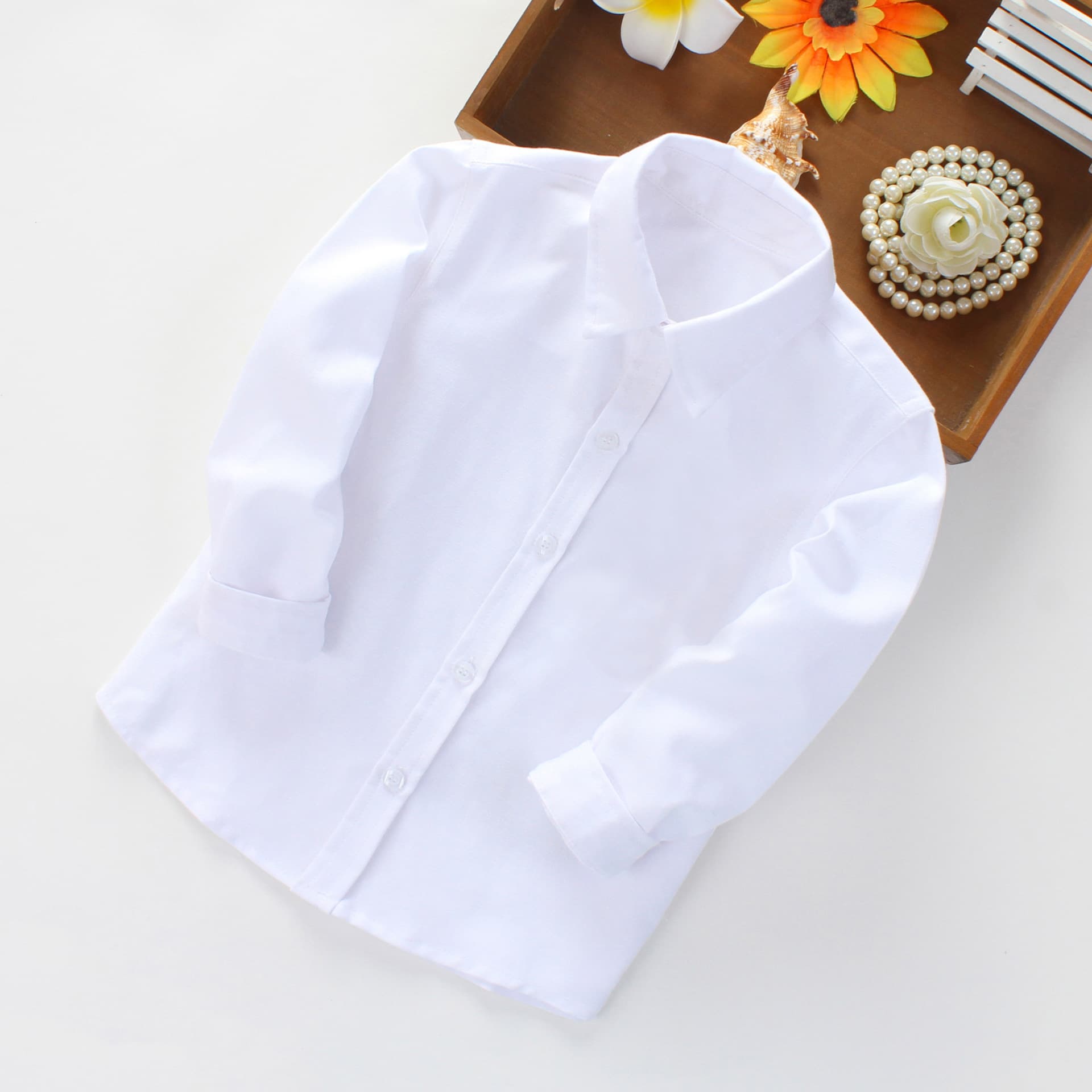 25003 Children's White Long-Sleeved Shirt, Black Pants, Khaki Pants, Boys' White Short-Sleeved Shirt, Factory Direct Sales