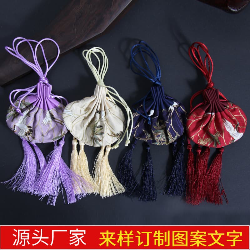 Vintage Sachet Empty Bag Wardrobe Pouch Cloud Crane Scented Bag Sachet Baby Hair Hanfu Portable Purse Pendant Pouch