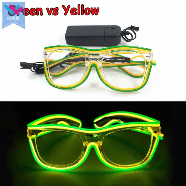 Double Color EL Wire Glowing Sunglasses LED Neon Eyeglasses
