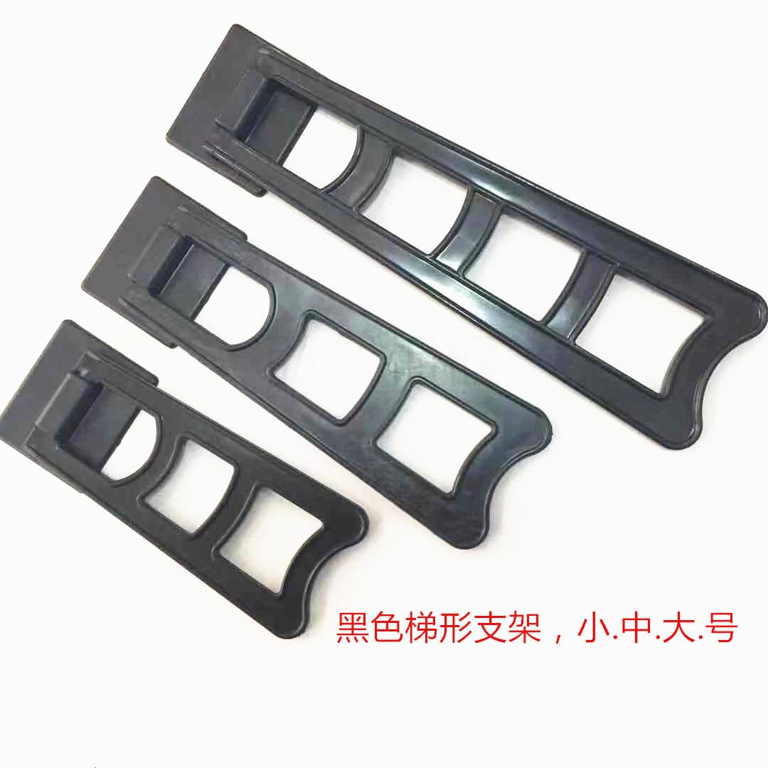 Photo studio frame supplies, black, frame backplate bracket, no drilling required, self-adhesive, T-shaped/trapezoidal frame support.