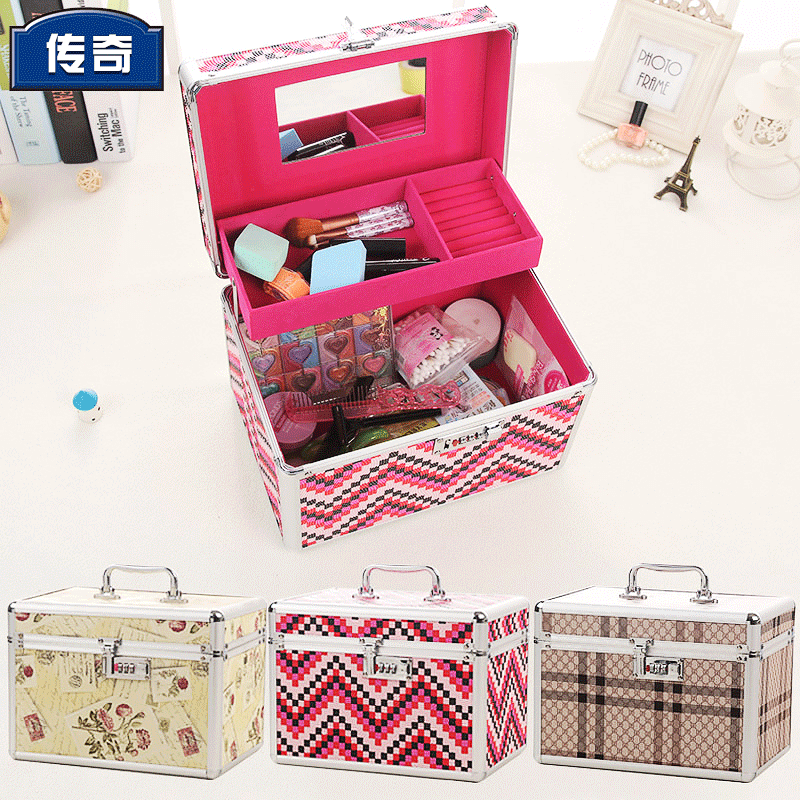 Leather Cosmetic Bag Fashionable Floral Printing Large Capacity Makeup Pouch Travel Toiletry Organizer In Brown Pink