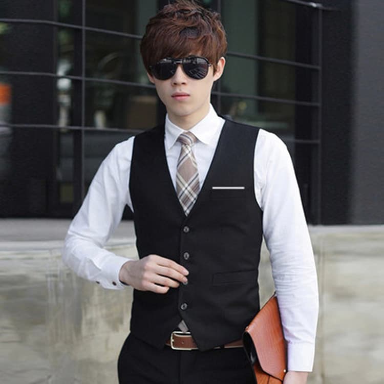 Suit Vest Men's Suit Vest Slim Fit Casual Business Thin Vest Plus Size Work Clothing Formal Vest