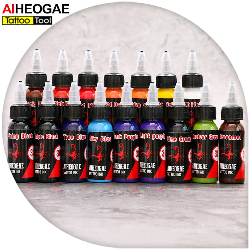 Cross-border practice tattoo equipment Aiheogae tattoo pigment 30ml small tattoo colored ink for tattooing