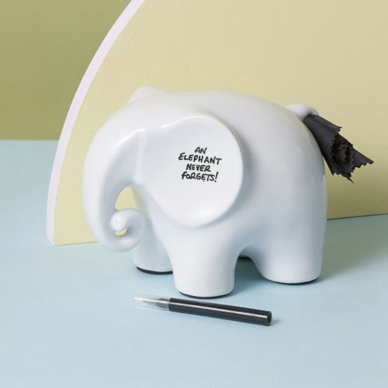 UK Luckies Eric Wipeable Memo Elephant Ceramic 3D Memo Holder Creative Sticky Note Stand