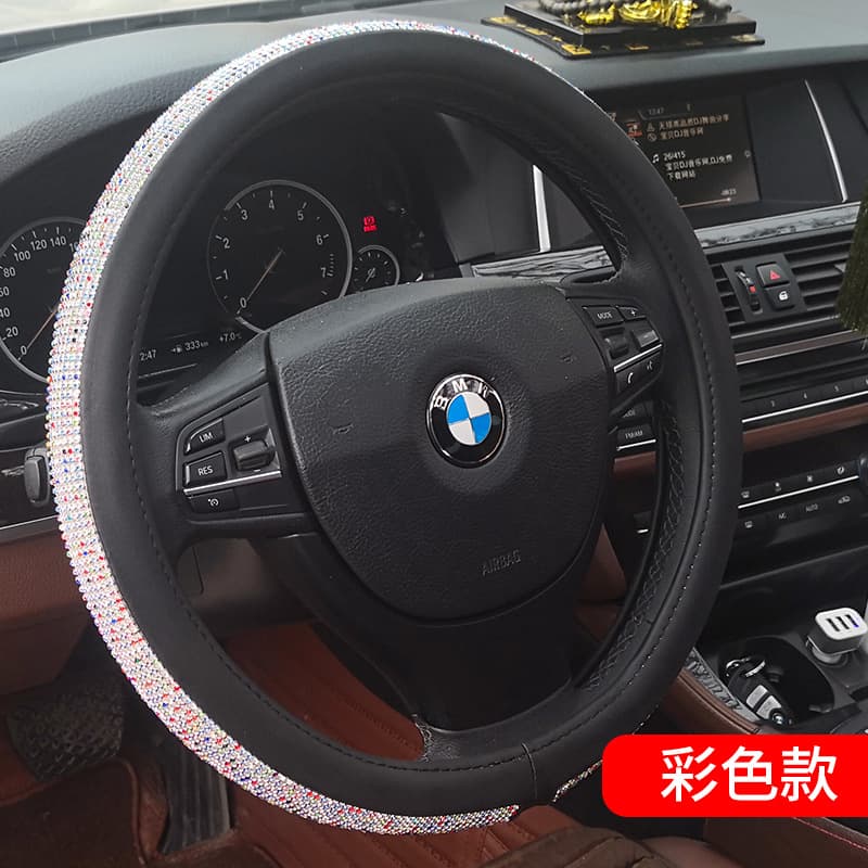 Car handle cover for women 2023 new style elastic full rhinestone hot rhinestone four seasons universal manufacturer wholesale rhinestone steering wheel cover