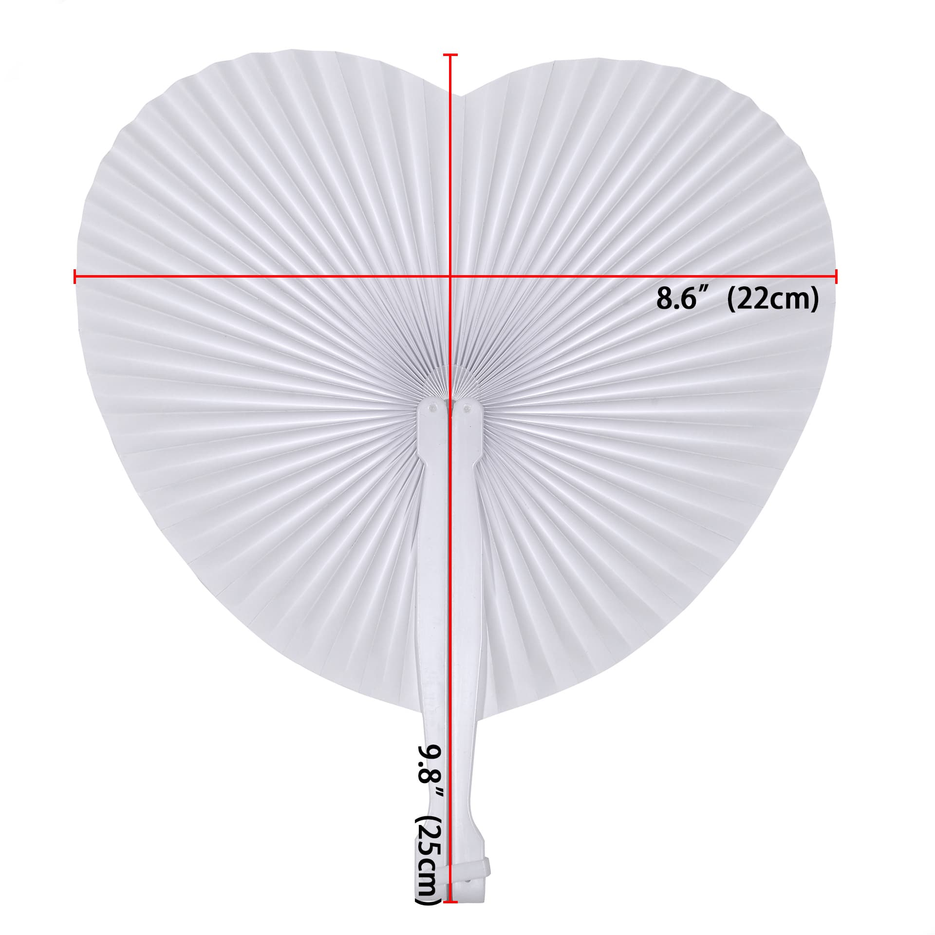 Western Wedding Fan White Heart-Shaped Paper Fan White Love Paper Fan Chinese Style Handheld Folding Fan White Paper
