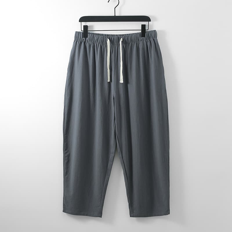 Men's casual pants trendy 9-point pants summer linen three-point pants men's pants Korean style Chinese style cotton and linen pants for men