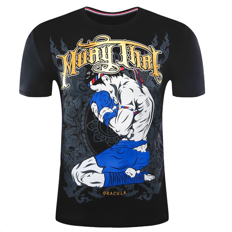 Freestyle Fighting Clothing Muay Thai Boxing Sanda Fighting Lycra Cotton Short-Sleeve T-Shirt Sports Top
