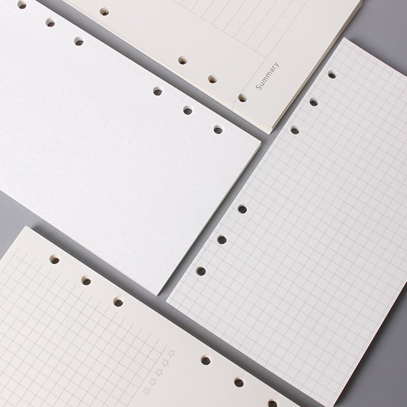 A5/A6/A7/M5 Loose-Leaf Notebook, Free Shipping, Thick 100gsm Ivory White Journal Refill, 6-Hole Inner Pages for Planner