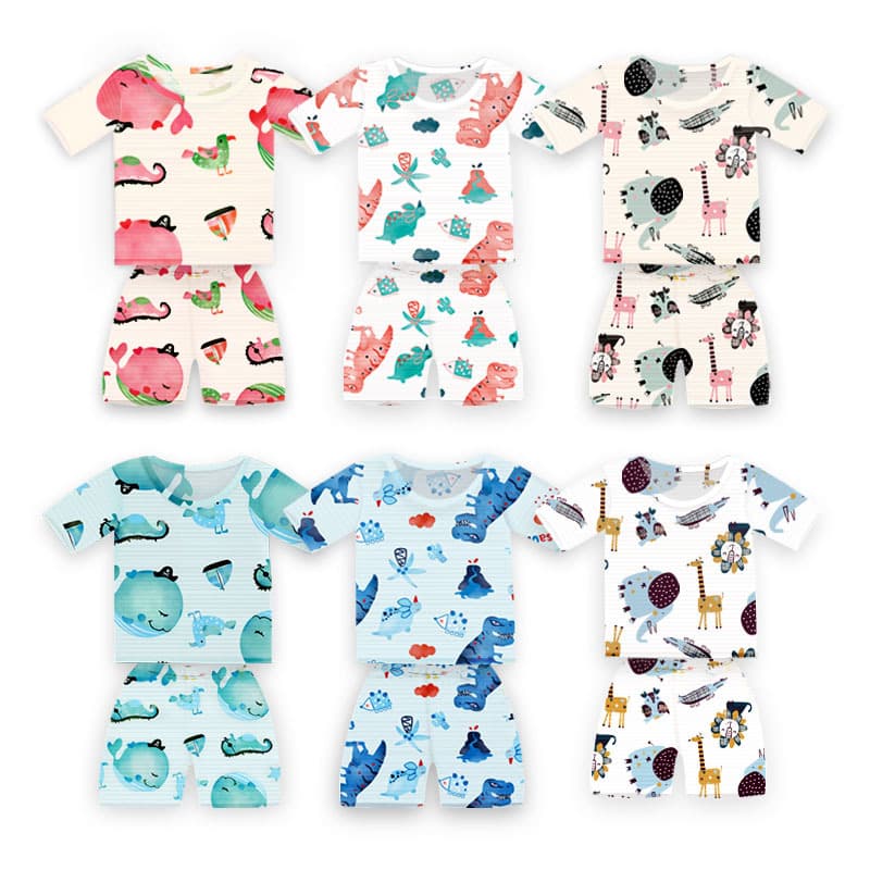 Short-sleeved suits for spring and summer, boys and girls, babies and children, cotton short-sleeved suits, factory wholesale and custom-made