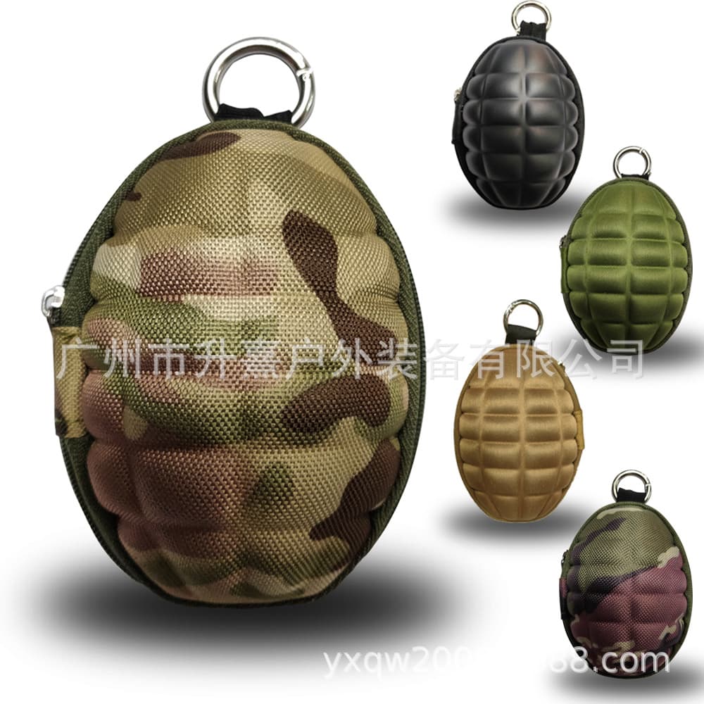 Multifunctional Hand Grenade Shaped Coin Purse Keychain Earphone Bag Children's Wallet Handbag Key Holder Leather Crafts