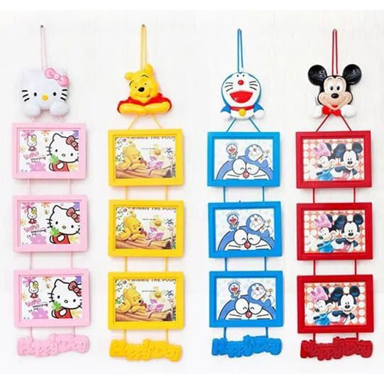 Creative Cartoon Cute 7-Inch Picture Frame Wall Hanging Combination Connected Triple Frame for Baby Kids Room Photo Frame