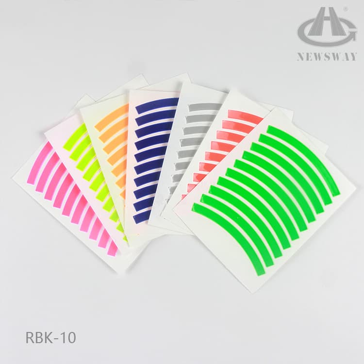 Cross-border exclusive in-stock colored bicycle rim tire reflective stickers, colorful children's balance bike reflective strips