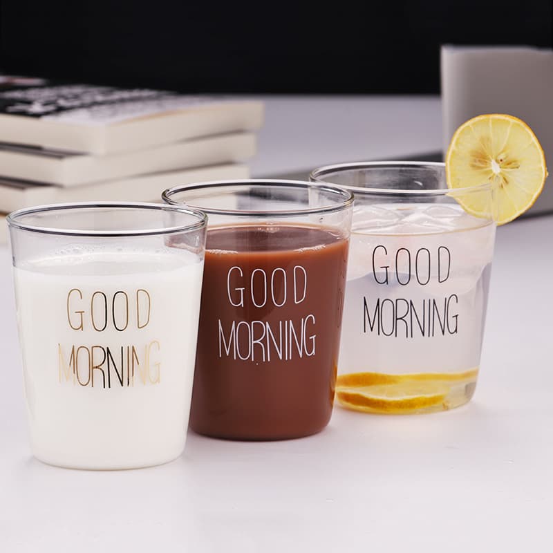 Can add logo microwave glass breakfast cup creative glass Japanese-style household good morning good morning cup