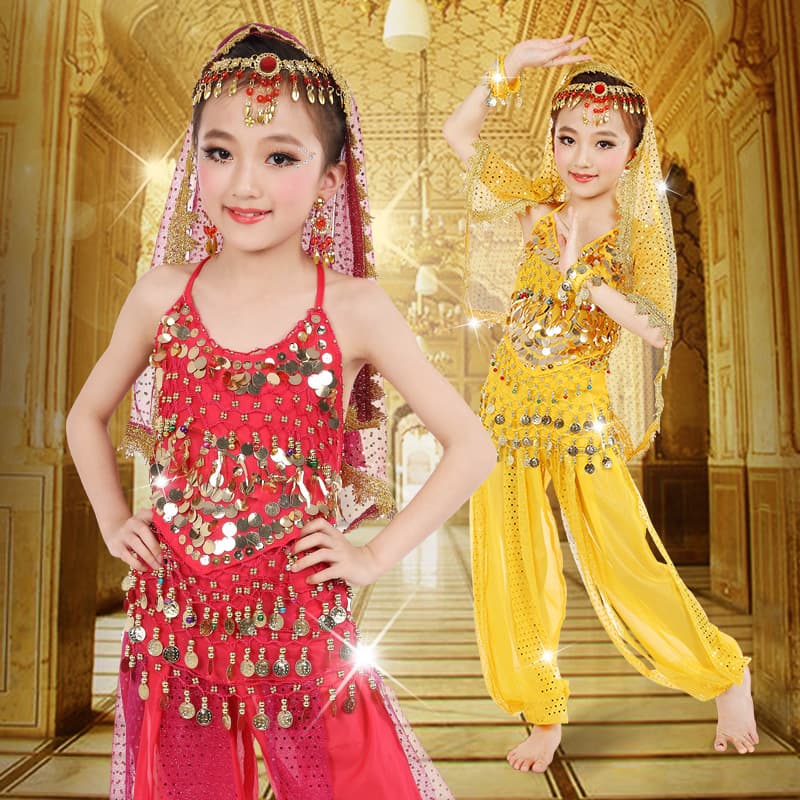 Children's Belly Dance Costume for Stage Performance, Indian Dance Outfit, Kindergarten Dance Wear