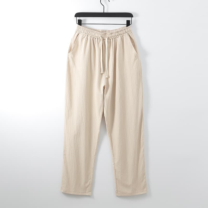 Linen Pants for Men Loose Summer Thin Casual Cotton Linen Straight Leg Long Pants