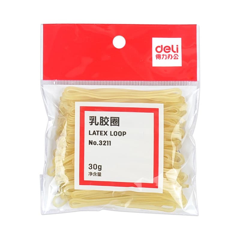 Deli 3211 rubber bands/latex rings/cowhide rubber bands/rubber bands are highly elastic and not easily broken. 30g/bag