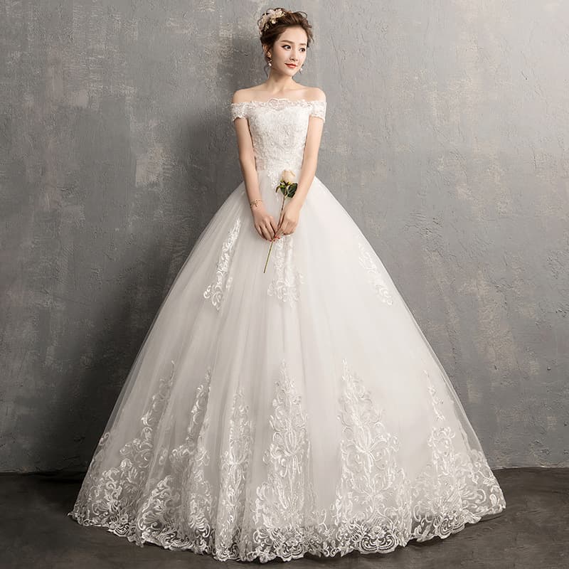 Light Forest One-Shoulder Wedding Dress 2026 New Floor-Length Bride Summer High-Waist Slimming Simple Fashion Plus Size
